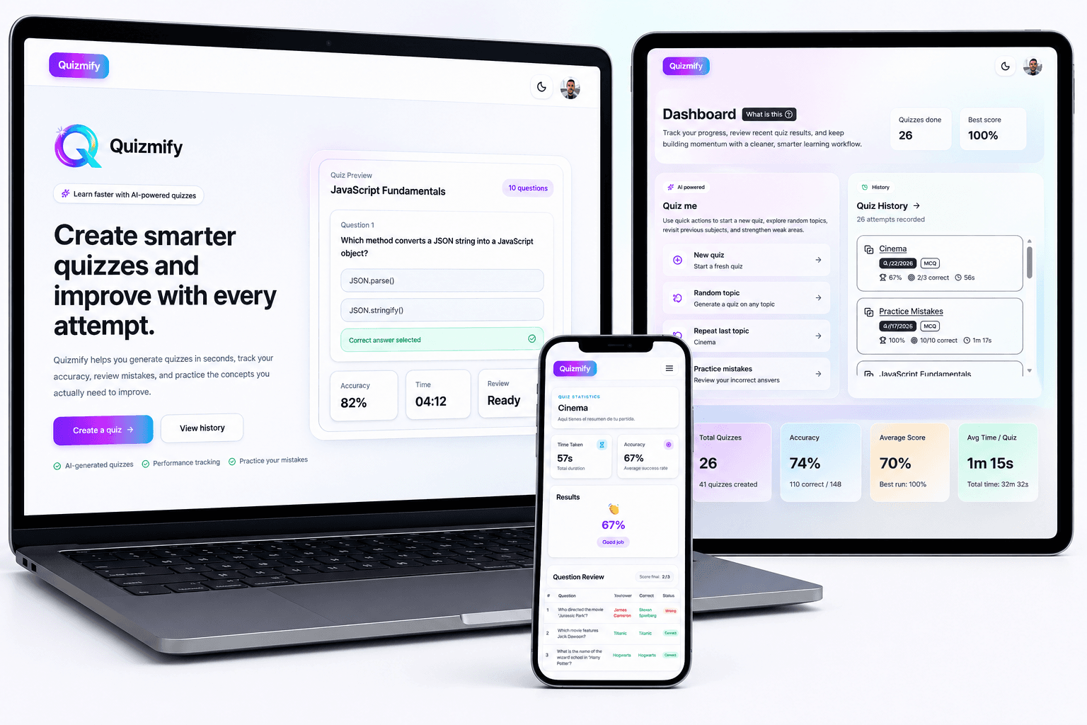 Quizmify website preview